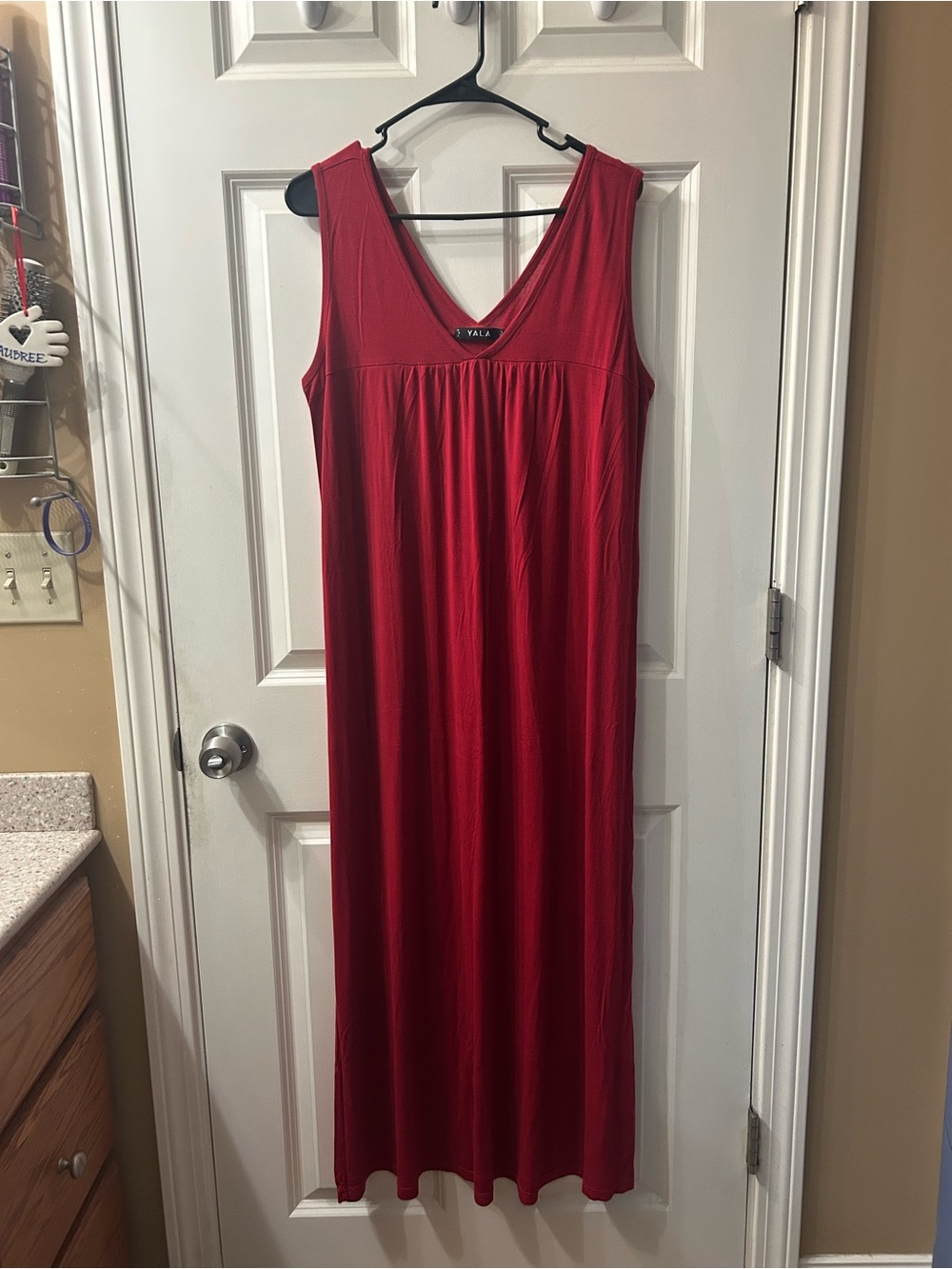 YALA Molly Sleeveless Bamboo Nightgown maroon/red size large